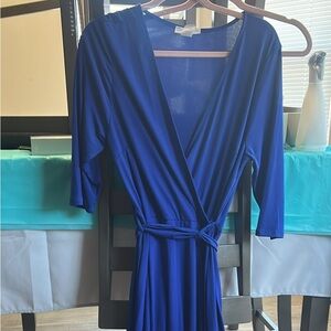 Elegant Blue Wrap Dress